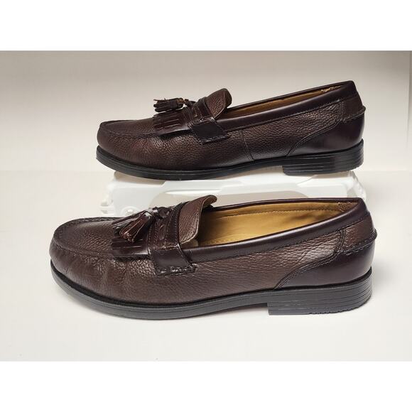 Chaps Men's Brown Leather Loafers tassels Dress Shoes size 12M - Picture 4 of 12